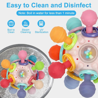 Baby Sensory Teething Toys, Montessori Baby Teethers Rattle Chew Toys - Educational Learning Gifts for Infant Newborn Boys Girls