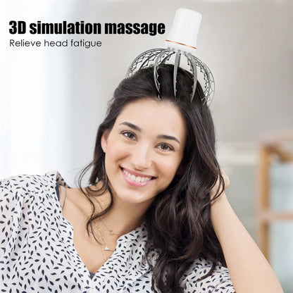 Head Massager Octopus Electric Vibration 12 Claws Light Small Portable 3 Modes Detachable Relieve Fatigue Relax Wireless