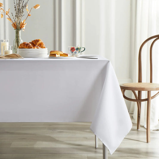 White Table Cloth Waterproof Anti Scratch Polyester Tablecloth Decorative Washable Fabric Table Cover Home Dining Buffet Party