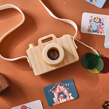 Wooden Baby Montessori Camera Block Puzzle Busy Board Toys Kids Hanging Camera Photography Decoration Educational Toys Baby Gift