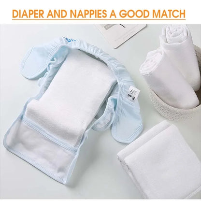 5PCS Baby Reusable Diapers 100% Cotton Cloth Panties Waterproof Kid Training Pants Adjustable Washable Breathable Ecological
