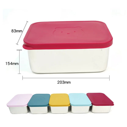 1800ML Storage Box Portable Storage Container Food Grade Stainless steel Box with Silicone Lid