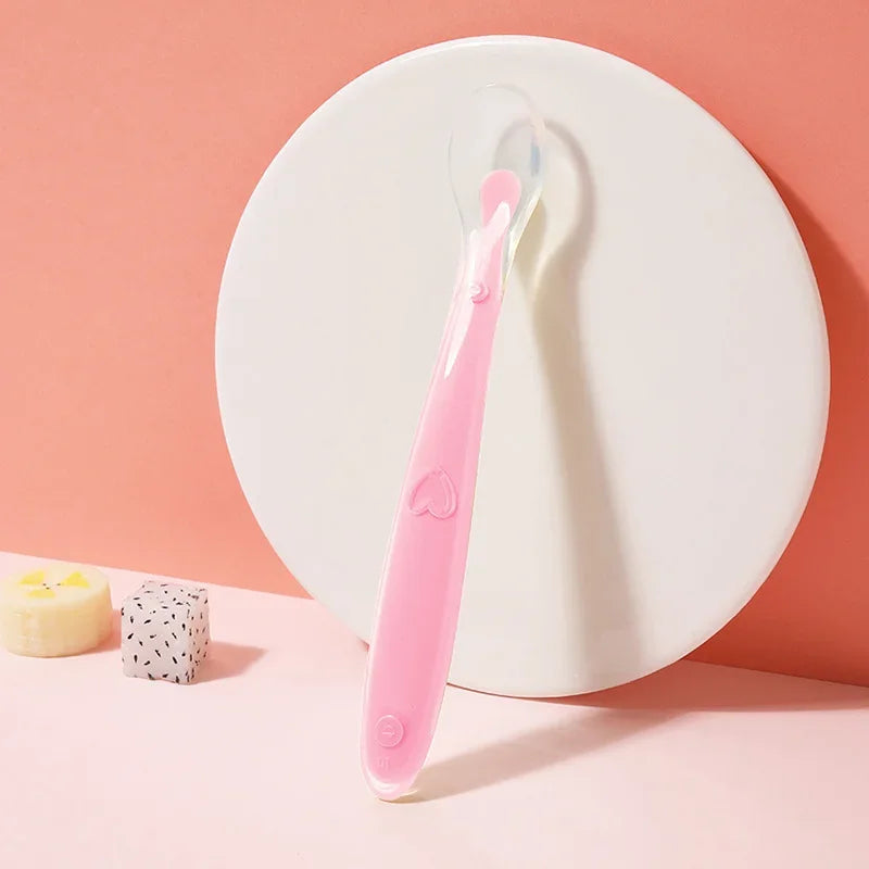 Baby Silicone Soft Spoon Training Feeding Spoons for Children kids Infants Food supplement spoon food grade Temperature Sensing