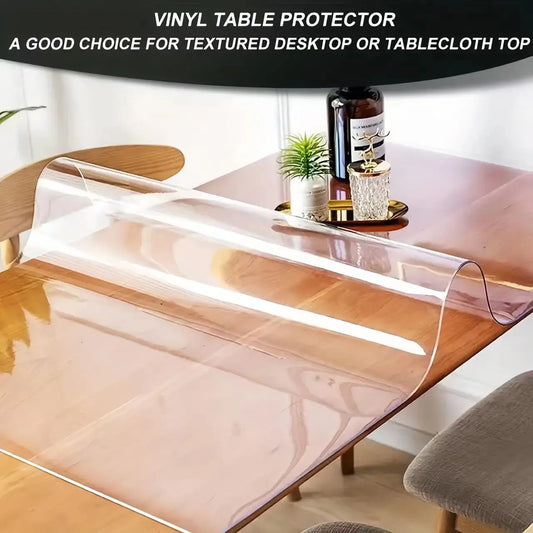 Transparent PVC tablecloth, soft glass crystal table mat, oilproof and waterproof, suitable for coffee table, dining table, desk