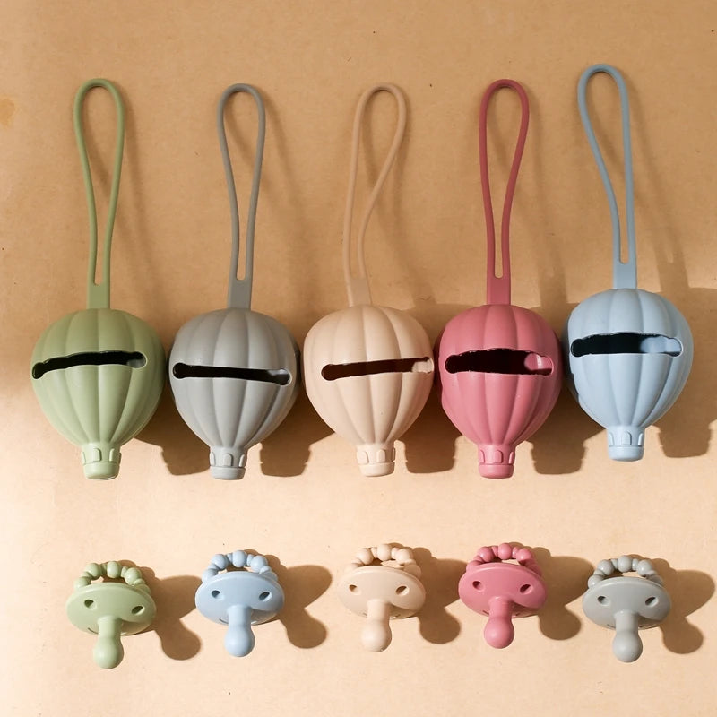 2pc Baby Pacifier Holder BPA Free Food Grade Silicone Infant Portable Soother Container Chain Box Nipple Storage Box Container