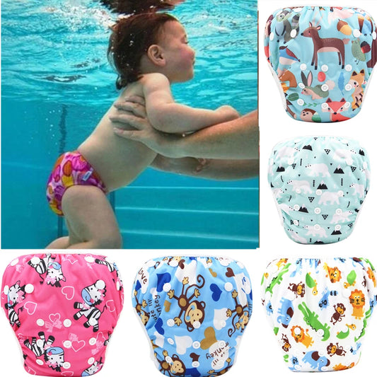 2024 New Baby Swim Diapers Waterproof Adjustable Cloth Diapers Pool Pant Swimming Diaper Cover Reusable Washable Baby Nappies