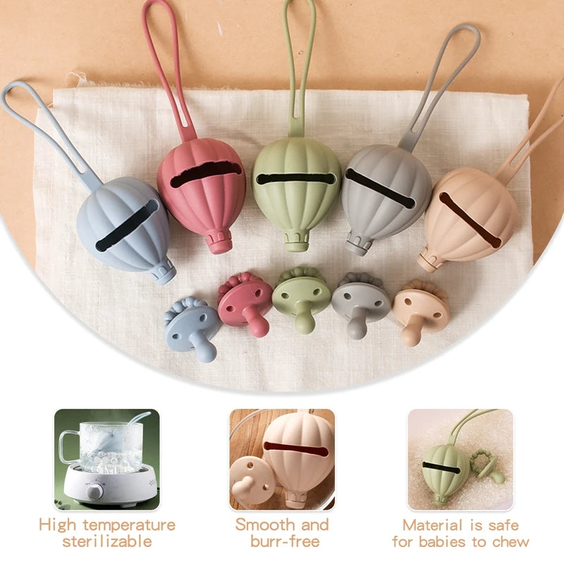 2pc Baby Pacifier Holder BPA Free Food Grade Silicone Infant Portable Soother Container Chain Box Nipple Storage Box Container