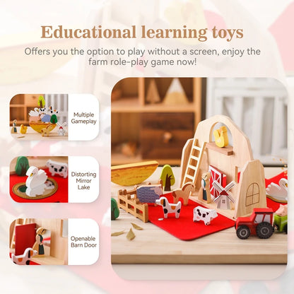 Baby Farm Animal Stacking Wooden Block Toy Montessori Educational Toy Novel Wooden Montessori Educational Toy Christmas Gift Kid