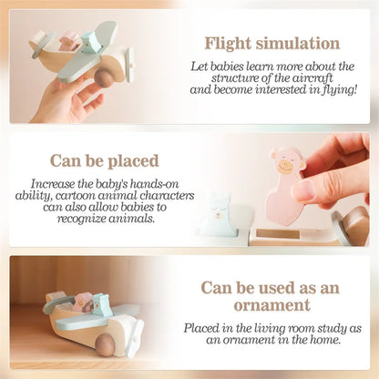 Baby Wooden Plane Toy Plane Model Manned Building Blocks Toy Woodiness Adornment Toy Blocks The Baby Educational Baby Toys Gifts