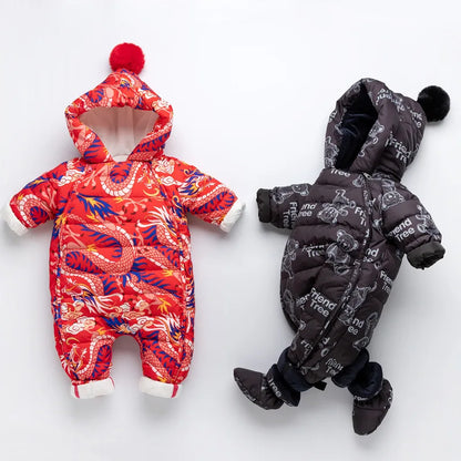 IYEAL Baby Clothes Winter Snowsuit Plus Velvet Duck Down Boys Jumpsuit 0-3 Yrs Newborn Romper Baby Girls Overalls Toddler Coats