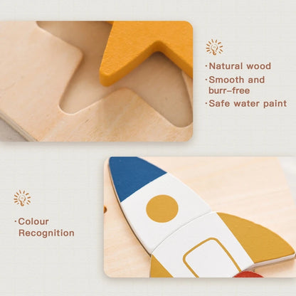 Wooden Puzzle Montessori Toys Baby Cartoon Astronaut Tangram Shapes Puzzle Learning Education Toys Kid Intelligence Jigsaw Gifts
