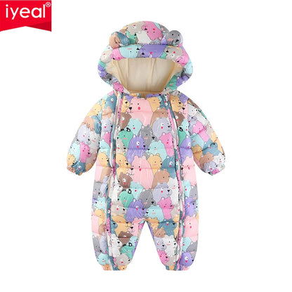 IYEAL Winter Warm Rompers Cartoon Hooded Baby Boys Girls Outerwear Infant  Jumpsuit Kids Down Cotton Overalls Snowsuits