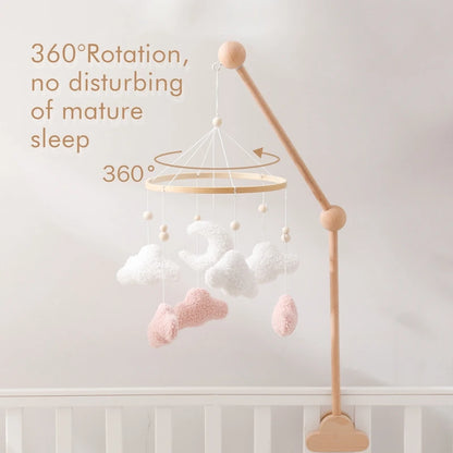 Baby Crib Mobile Rattle Toy 0-12Months Wooden Mobile Bed Newborn Music Box Bed Bell Hanging Toys Holder Bracket Infant Crib Toys