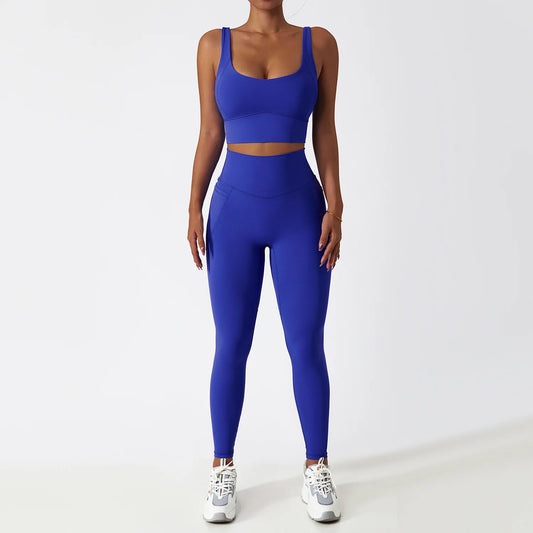 2PCS Seamless Women Tracksuit Yoga Set Workout Sportswear Gym Clothing Athletic Wear Fitness Bra High Waist Leggings Sports Suit