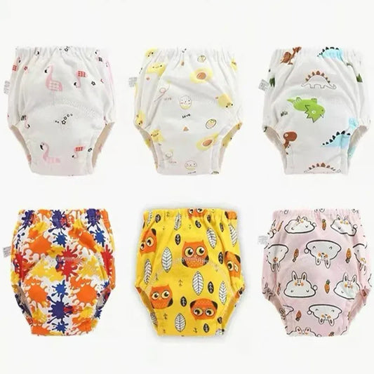 4pc/Lot Baby Cotton Training Pants Panties Waterproof Cloth Diapers Reusable Toolder Nappies Diaper Baby Underwear