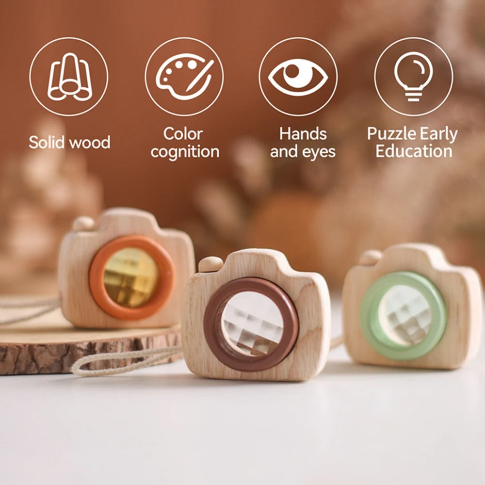 Tiny Wooden Fashion Camera Baby Toys Beech Wooden Colorful Baby Blocks Montessori Toys for Children  Nursing Gift Outdoor Toys