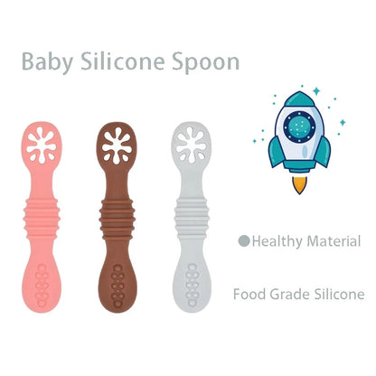 3Pcs  Baby Safe Silicone Suction Dining Plate Learning Spoons Set Feeding Toddler Training Tableware Retro Kids Smile Face Plate