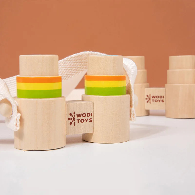 Baby Wooden Cute Telescope Camera Fixing Device Toddler Play Gym Teether Crib Toy Organic Teether Pendant For Children Gift