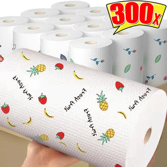 300/50pcs Disposable Rags Non-Woven Kitchen Cleaning Cloths Washing Dishcloth Towels Paper Scouring Pads Cleaner Tools Wholesale