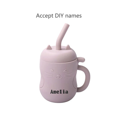 150ML Baby Learning Feeding Cup Kid Feeding Drinkware Straw Bottles Anti-Hot Leakproof Silicone Tableware Toddler Water Bottle